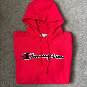 Champion Red Reverse Weave Hoodie